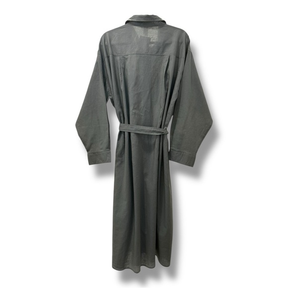 🌿 H&M Linen Blend Sage Green Shirt Dress – Size XL NEW - Picture 2 of 5